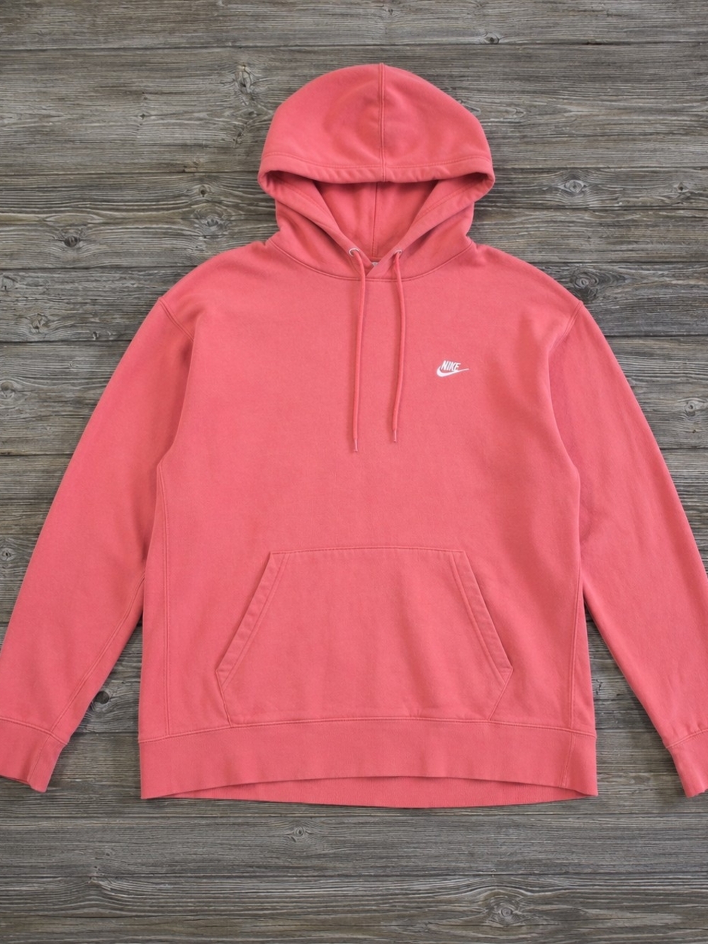 Nike Men’s Coral Pink Pullover Hoodie Embroidered Swoosh
